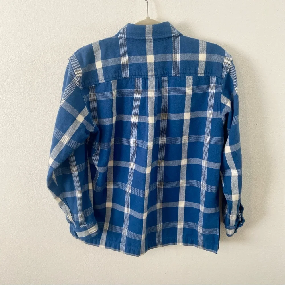 Vintage 90s Jones Sport blue plaid shacket jacket top small petite collared